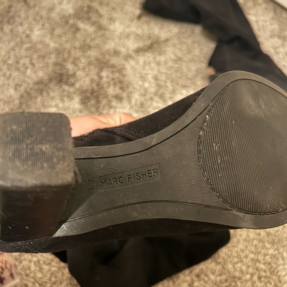 Marc Fisher black suede knee high boots with gold accents - Picture 8 of 9